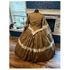 Cocoa Historical Print Civil War Better Day Dress with Venice Lace 38