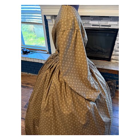 Cocoa Historical Print Civil War Simple Day Dress or Camp Dress 58