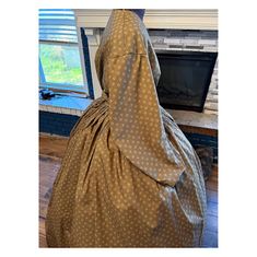 Cocoa Historical Print Civil War Simple Day Dress or Camp Dress 58