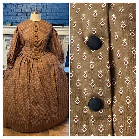 Cocoa reproduction Civil War Dress with Natural and Black 58