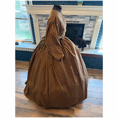 Cocoa Reproduction print Civil War Simple Day Dress Camp Dress 38