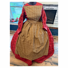Dark Camel Windowpane Plaid Civil War Pinner Apron