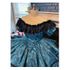 Dark Royal 3 tiered with Black Lace Print and Accents Civil War Ballgown 28