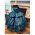 Dark Royal 3 tiered with Black Lace Print and Accents Civil War Ballgown 28
