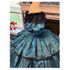 Dark Royal 3 tiered with Black Lace Print and Accents Civil War Ballgown 28