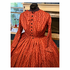 Deep Red Ribbon Print Civil War Simple Day Dress or Camp Dress 34