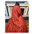 Deep Red Ribbon Print Civil War Simple Day Dress or Camp Dress 38