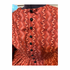 Deep Red Ribbon Print Civil War Simple Day Dress or Camp Dress 44