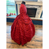 Deep Red Tonal Vines Civil War Simple Day Dress or Camp Dress 52