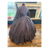Gray with Winter White Plaid Lightweight Civil War Dress Dust Ruffle 30