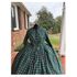 Green and Navy Plaid Civil War Simple Day Dress Camp Dress 34