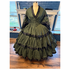 Green with Black 3 Tiered Flounced Civil War Better Day Dress 38