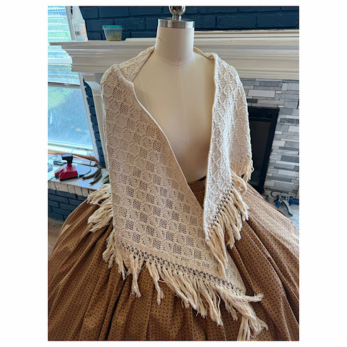 Ivory Cotton Shawl with Cotton Fringe 17