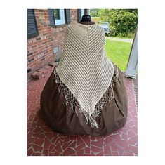 Large Narural Colored Cotton Victorian Shawl 5