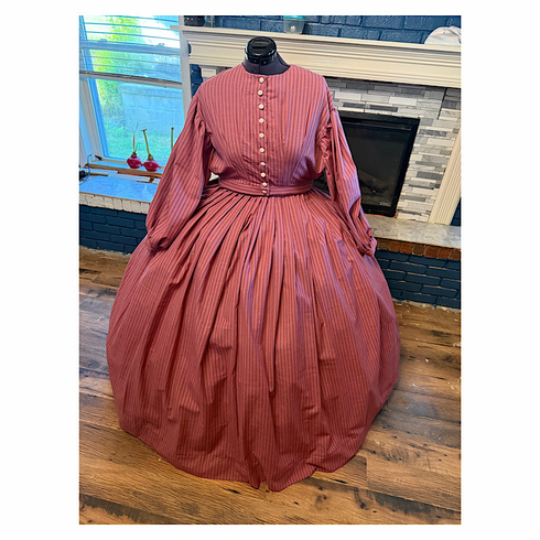 Mauvey Striped Summer weight Civil War Dress 58