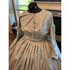 Mist Colored Diamond Plaid Floral Civil War Simple Day Dress 44