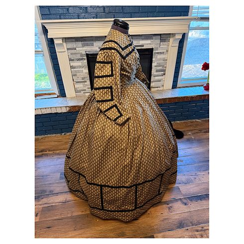 Mocha Brown Civil War Better Day Dress Black Braid 28