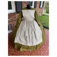 Natural with Black Stripe Civil War Pinner Apron