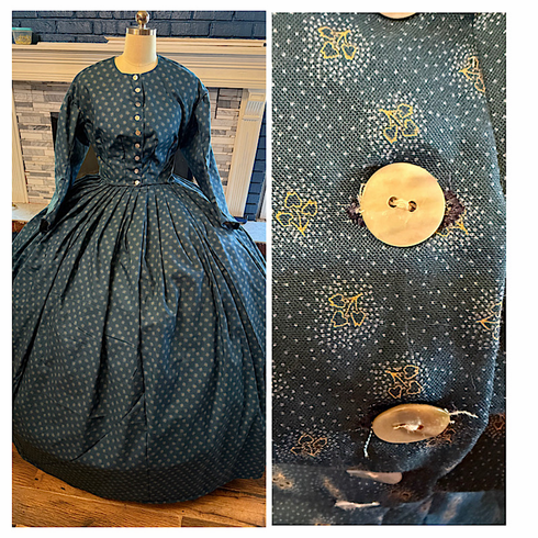 Navy Reproduction print Civil War Simple Day or Camp Dress 28