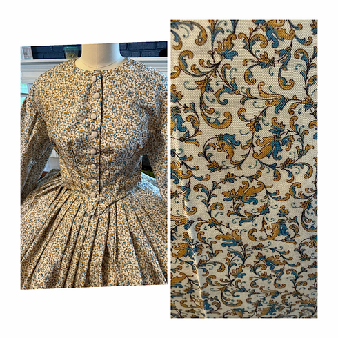 Neutral Reproduction print Civil War Dress 32