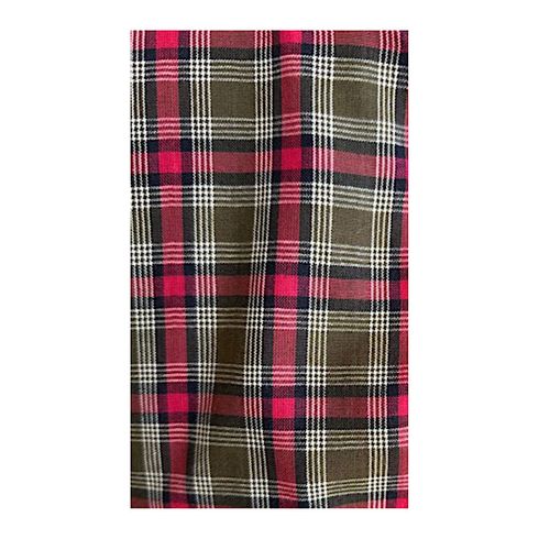 Olive Black and Burgundy Plaid Civil War Pinner Apron Misses Size