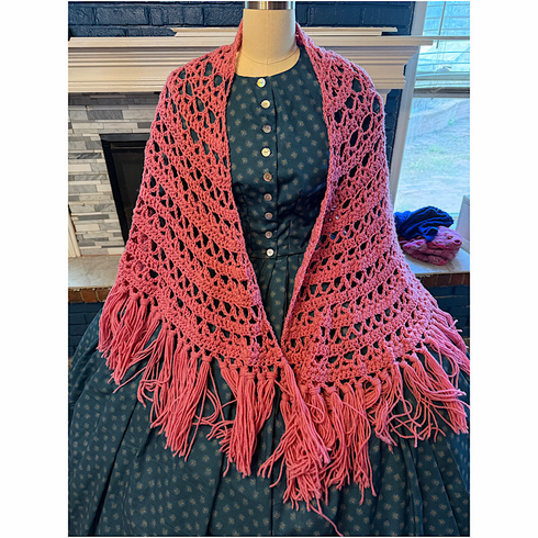 Pink Crochet Civil War Victorian shawl 21