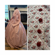 Pink Diamond Plaid Floral Civil War Simple Day Dress Camp Dress 46
