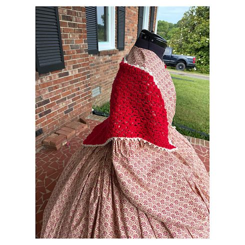 Red with White Accents Civil War Victorian Crochet Shawl 8