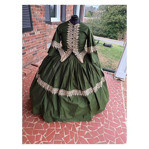 Rich Dark Green Civil War Better Day Dress Wide Venice laces 34