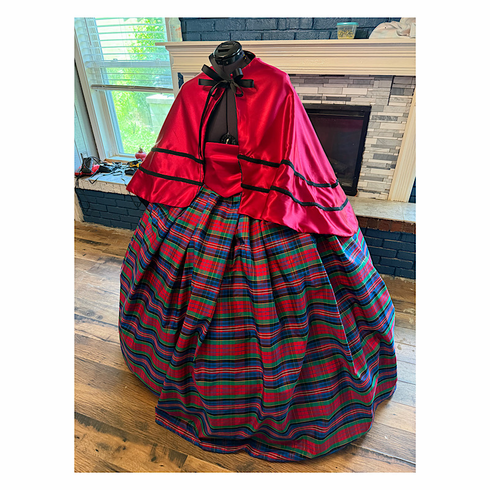 Rich Plaid Taffeta Civil War Victorian Cape Set