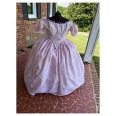 Simply Elegant Blush Velvet Flocked Taffeta Civil War Ballgown 30