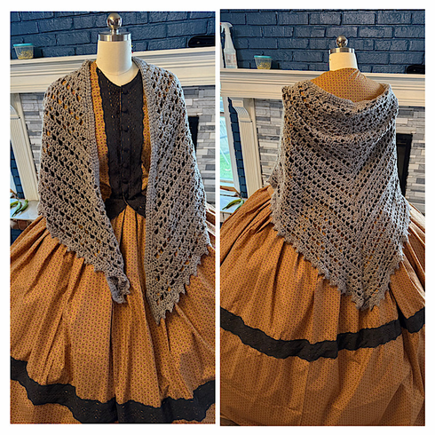 Taupe Cotton Blend Victorian Shawl 14