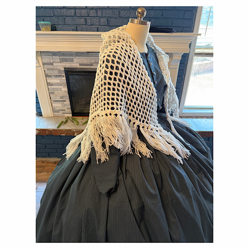 White Triangular Civil War Shawl/Victorian Wrap 12