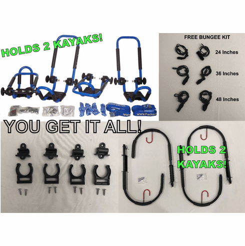 Bright Blue<br>Folding J-style Kayak Rack Roof Top and Wall Carrier Bundle<br><br>80% OFF