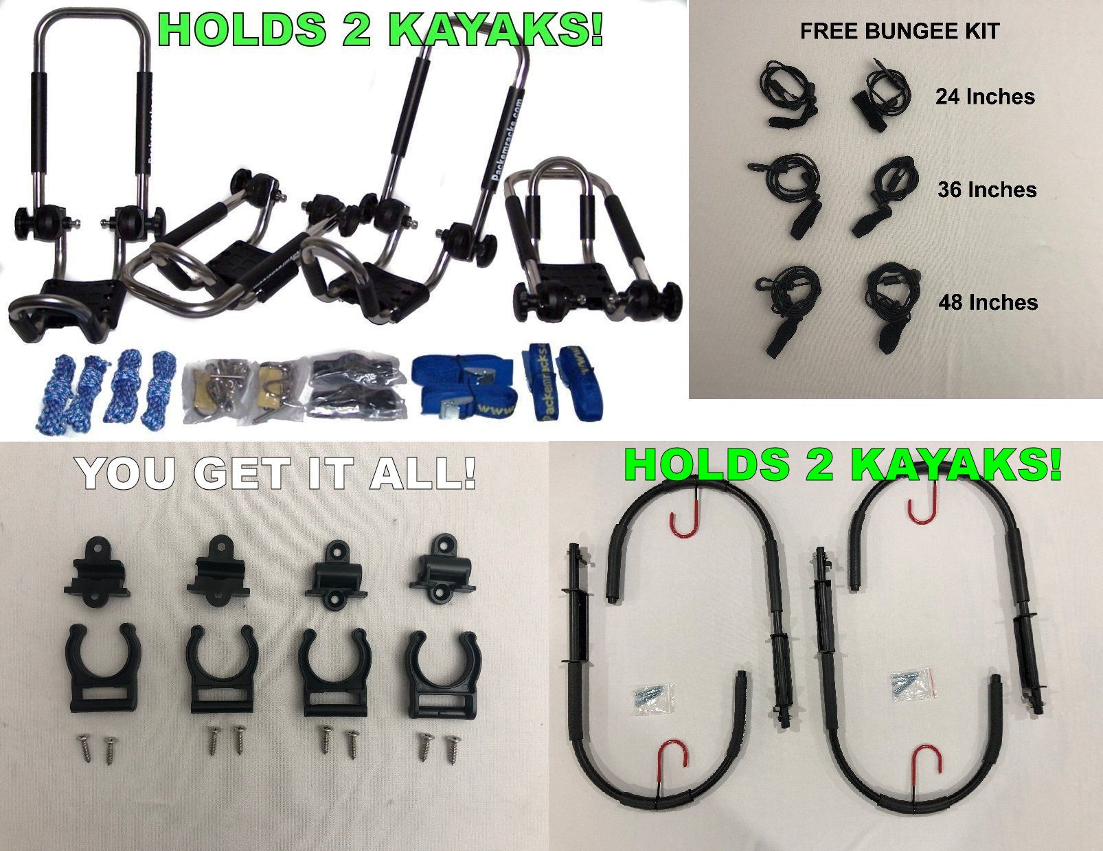 Kayak Rack Folding JHook Vehicle Top Racks Packem Color Stainless Steel