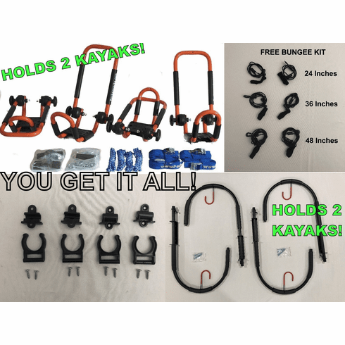 Tangy Orange<br>Folding J-style Kayak Rack Roof Top and Wall Carrier Bundle<br><br>80% OFF
