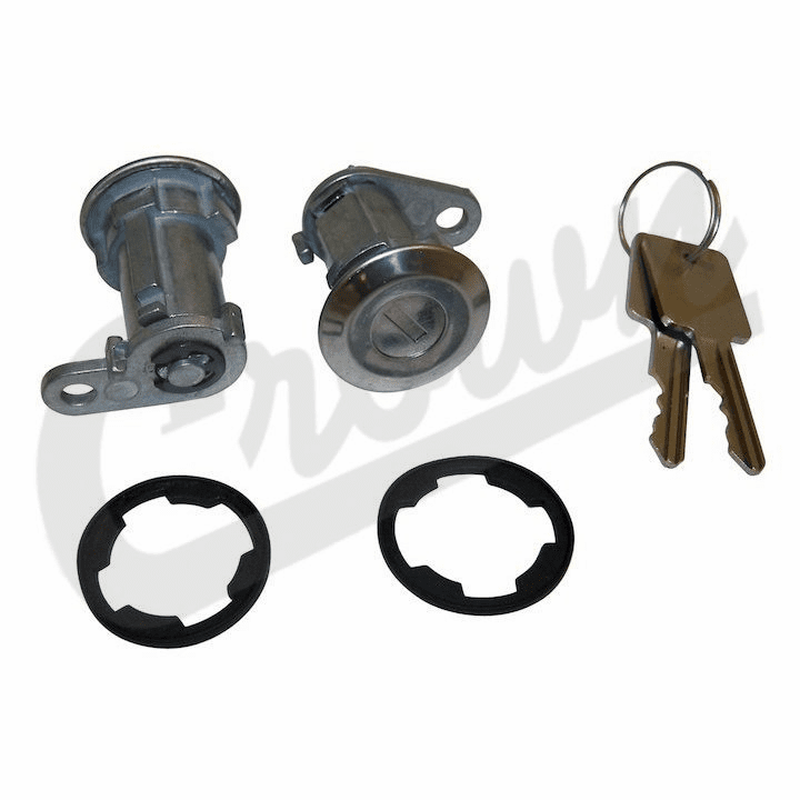 CJP [ 8122874K2 ] Door Cylinder Kit, 2 Cylinders w/ Keys, fits 1981-1990 Jeep CJ, Wrangler w/ Full Steel Doors