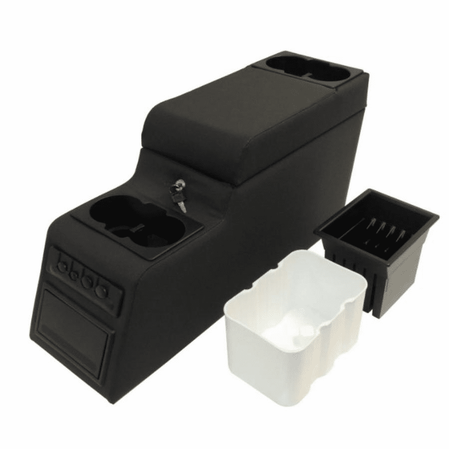 RT27009 Deluxe Locking Center Console, Black Denim for 76-95 Jeep CJ, Wrangler YJ