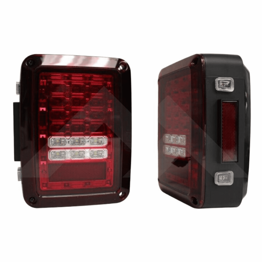 RT28111 RT Off-Road LED Tail Light Set with Red Lens for 07-18 Jeep Wrangler JK