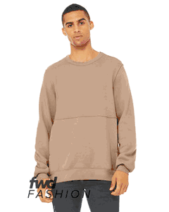 3743 Bella + Canvas Fashion Unisex Raw Seam Crewneck Sweatshirt With Oversized Pouch Pockets