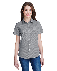 Artisan Collection by Reprime Ladies' Microcheck Gingham Short-Sleeve Cotton Shirt. RP321
