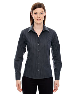 Ash City - North End Ladies' Boardwalk Wrinkle-Free Two-Ply 80's Cotton Striped Tape Shirt. 78674