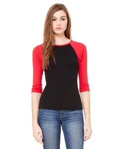 Bella + Canvas Ladies' Baby Rib 3/4-Sleeve Contrast Raglan T-Shirt. B2000