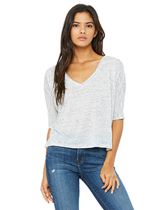 Bella + Canvas Ladies' Flowy Boxy Half-Sleeve V-Neck T-Shirt. 8825