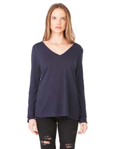 Bella + Canvas Ladies' Flowy Long-Sleeve V-Neck. 8855