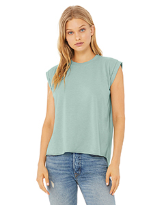 Bella + Canvas Ladies' Flowy Muscle T-Shirt with Rolled Cuff. 8804