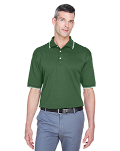 Devon & Jones Men's Tipped Perfect Pima Interlock Polo. D140