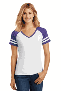 "VALUE TEES" Women's Fashion Tow Tone V-Neck Tee.