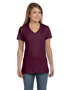 Hanes Ladies' 4.5 oz., 100% Ringspun Cotton nano-T V-Neck T-Shirt. S04V