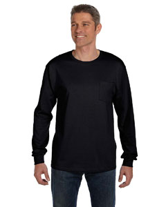 Hanes Men's 6.1 oz. Tagless Long-Sleeve Pocket T-Shirt. 5596